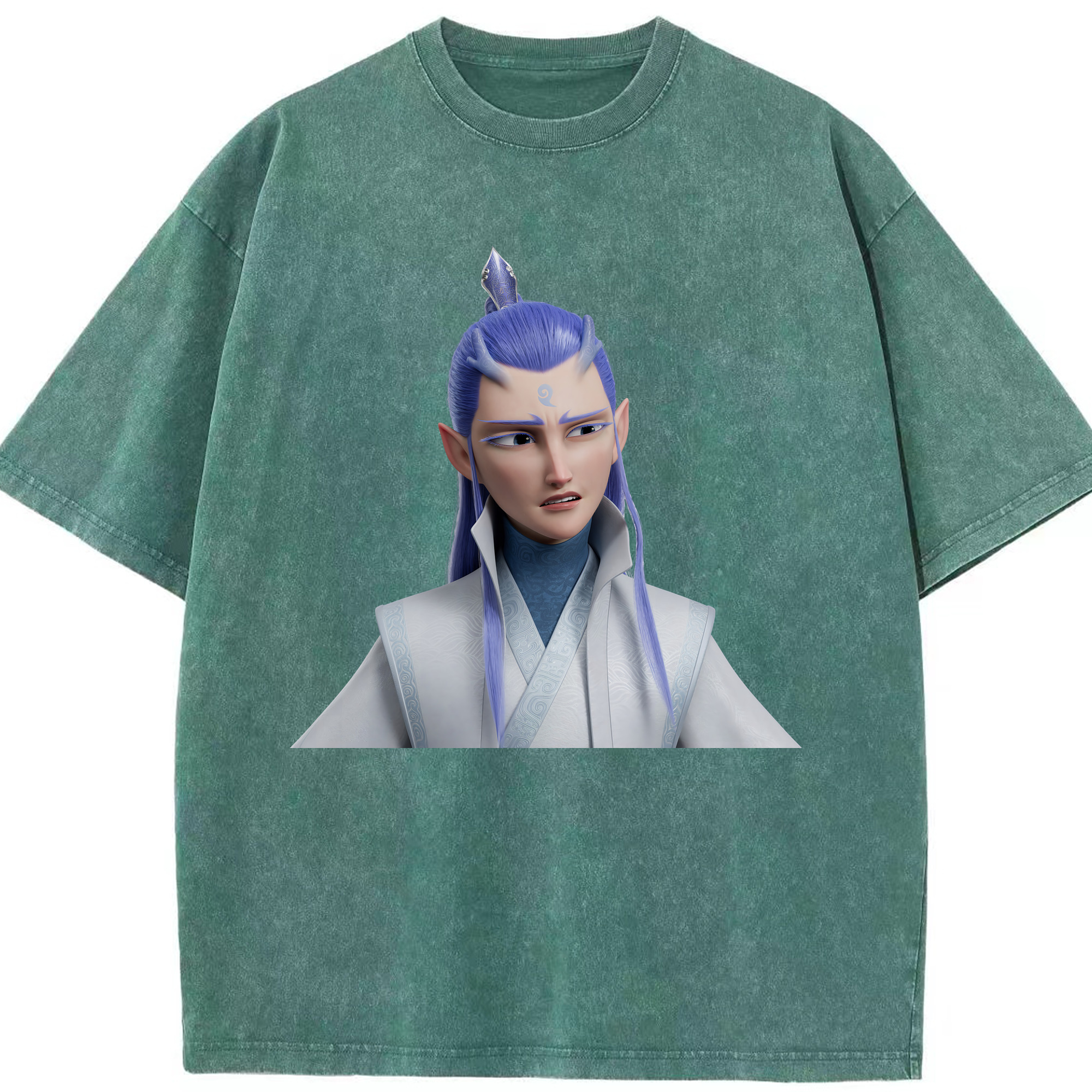 （画像用） Ne Zha 2 ナタ 魔童の大暴れ 綿100% ヴィンテージ風 半袖Tシャツ（フロントプリント）